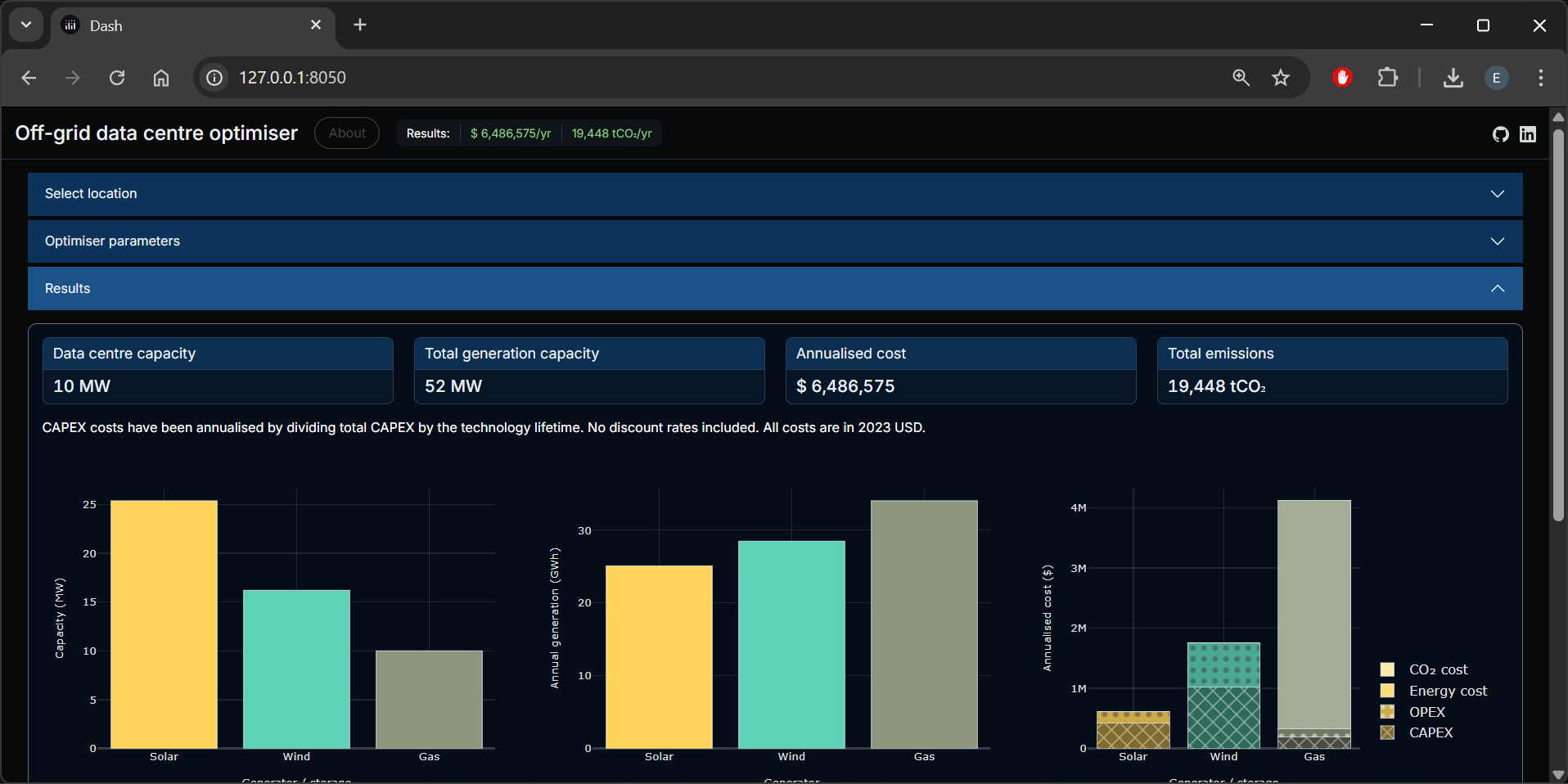 Off-grid data centre app